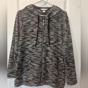 Christopher & Banks Marled Knit Zip Front Hooded Jacket Sweater Women’s Large